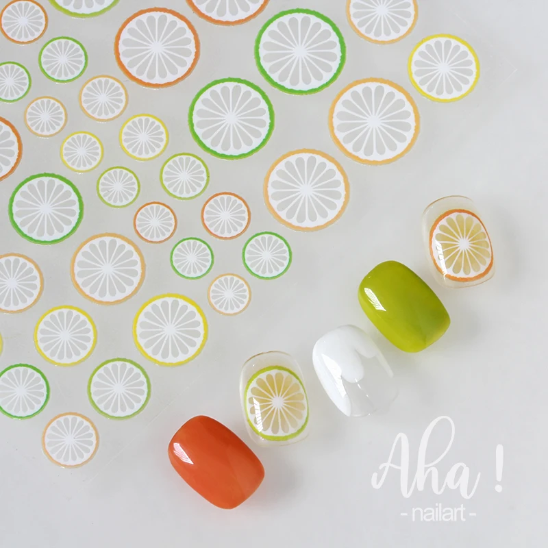 1pcs 3D Yellow Lemon Nail Art Sticker Cute Summer Cherry Fruit Nail Decals Adhesive Sliders For Nail Tips Beauty Decorations