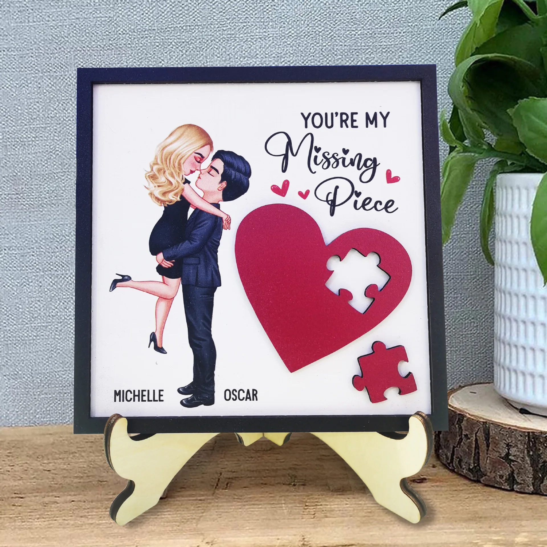Creative Valentine's Day gift wooden handicraft ornament custom graphic engraving desktop decoration ornament