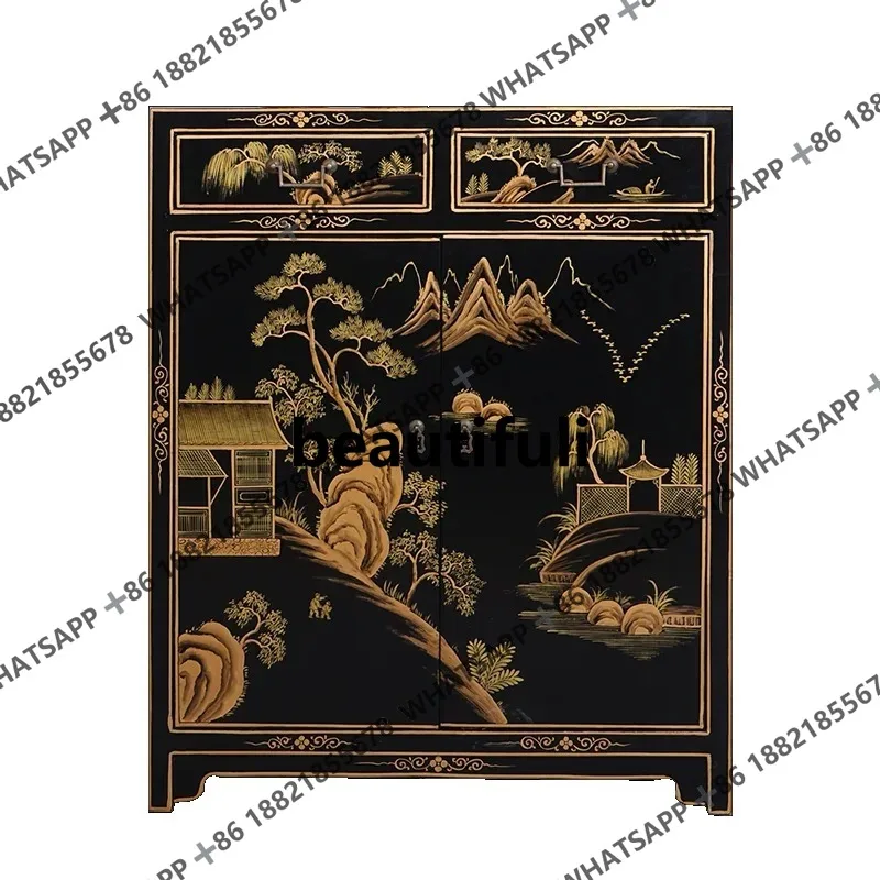 

New Chinese-style solid wood painted shoe cabinet old antique partition decoration foyer entrance entrance cabinet