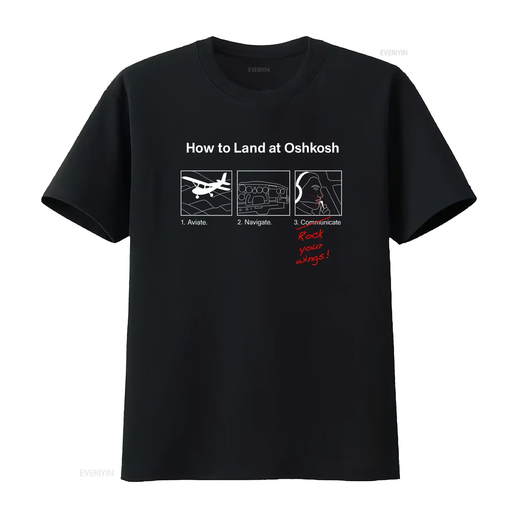 How To Land At Oshkosh T Shirt Men's Size Large Warbird Airplane Aviation Pilot Communicate Rock Your Wings vintage Washed Soft
