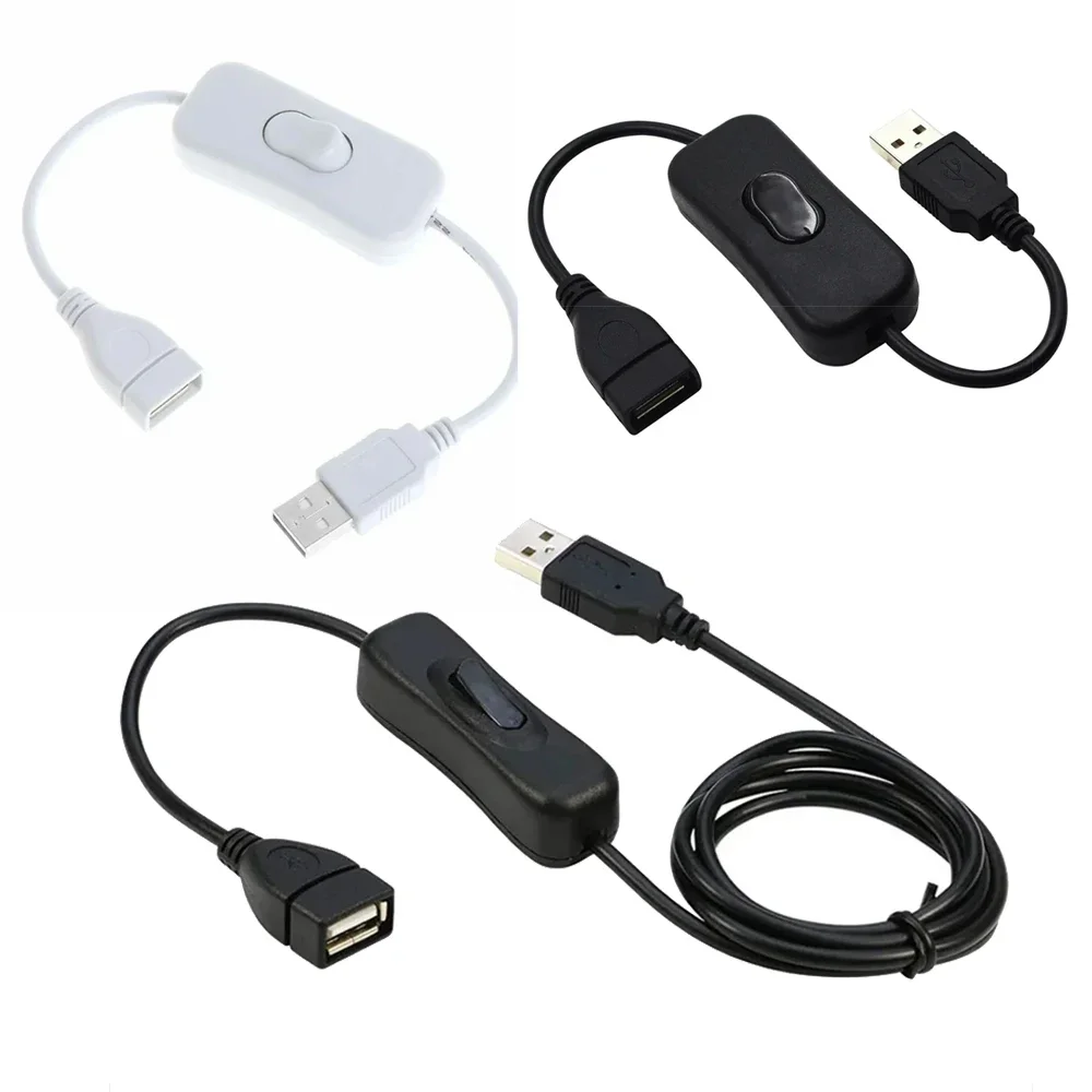 USB Switch Cable with ON/OFF Extension Cable 28cm 1m for 5V LED Strip Light String USB Gadget Power Supply Device Tools 304 303