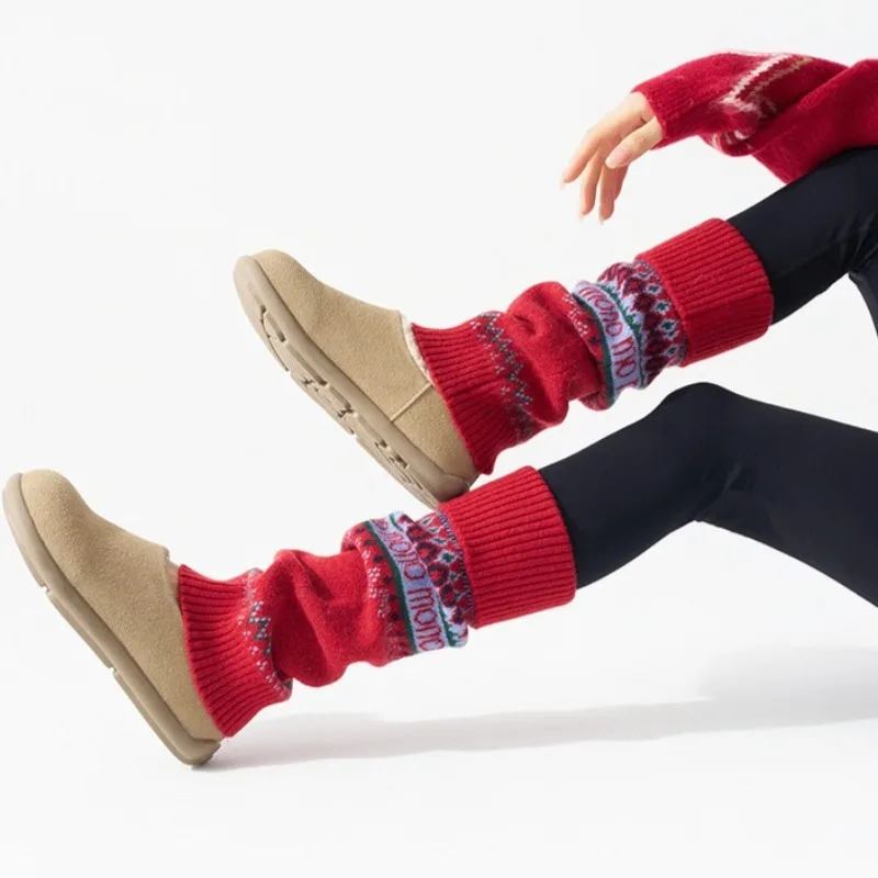 

​Fair Isle Knitted Leg Warmers Christmas Slouchy Boot Socks Cozy Knee High Thermal Boot Cuffs for Snow Boots Fall Winter​