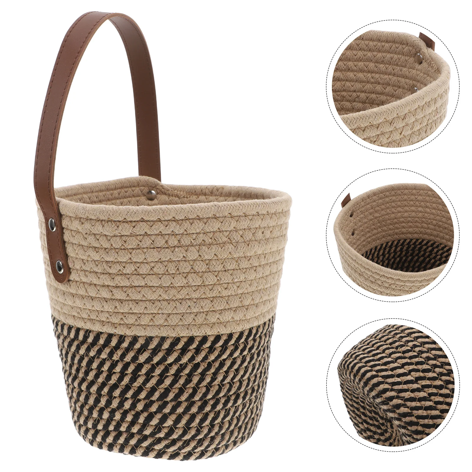 

Wall Hanging Basket Cotton Rope Small Round Storage Bin For Plants Indoor Handwoven Wall Basket Organizer Plant Holder