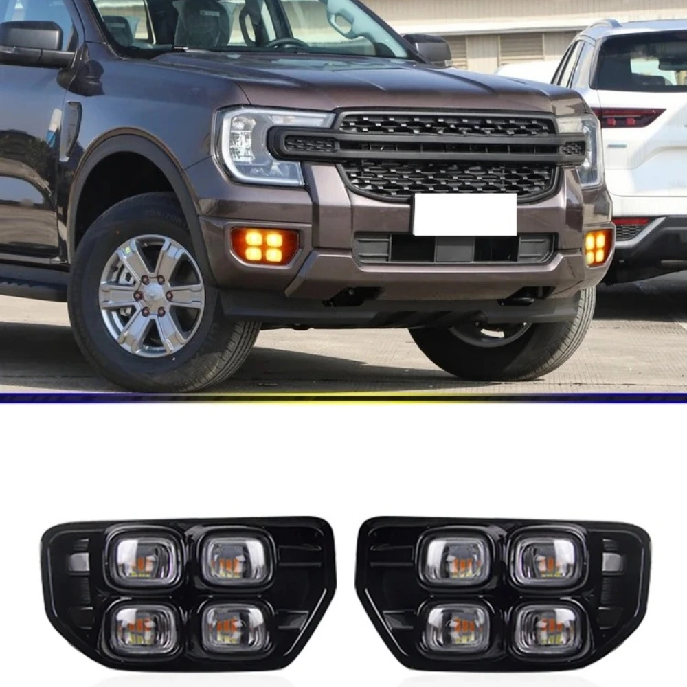 

Для Ford Ranger T9 XLT SPORT Platinum 2023 2024, светодиодные дневные ходовые огни, противотуманные фары, передний бампер, динамический указатель поворота DRL