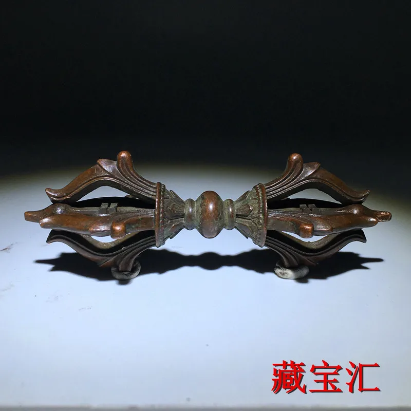 Antique Old Copperware CountrysideOld Collection Pure Copper Tibetan Five prong Vajra Dharma Pestle Esoteric Ritual Statue