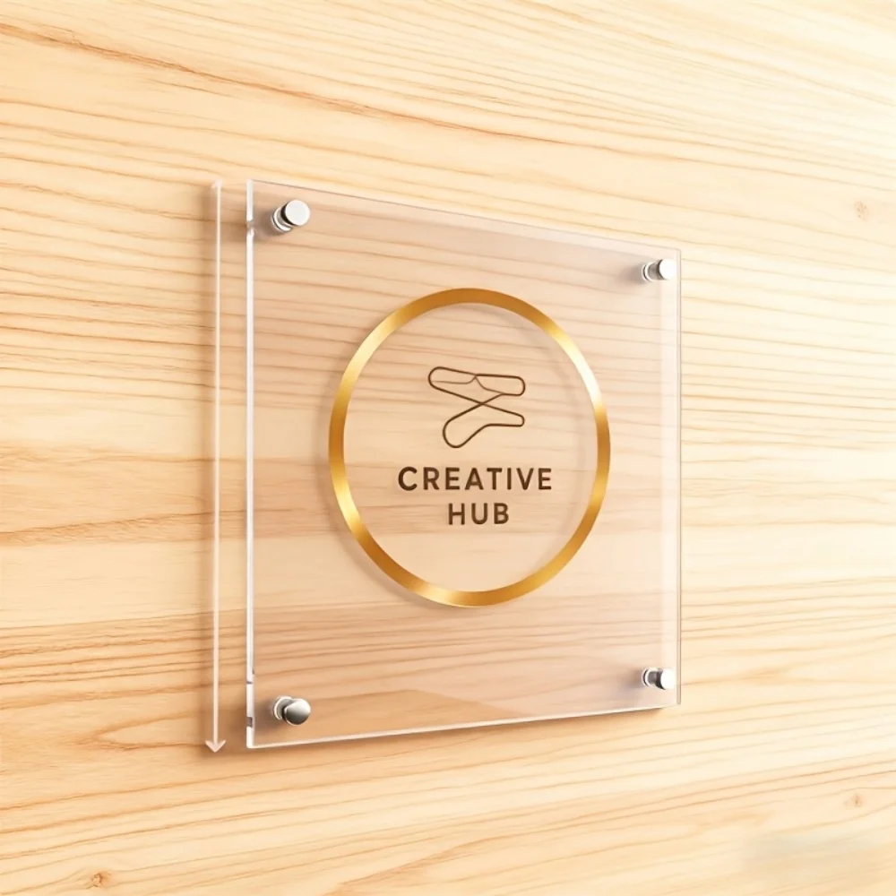 Custom Acrylic Business Logo Sign Personalized Company Name Plaque Indoor Outdoor Office Wall Door Sign Custom Text Decor