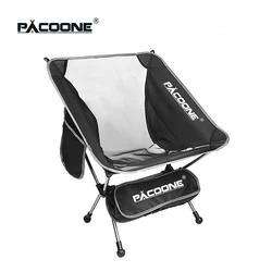 PACOONE Camping Portable Folding Moon Chair Travel Ultralight Aluminum Chair Outdoor Beach Fishing Chair Picnic Seat Tools