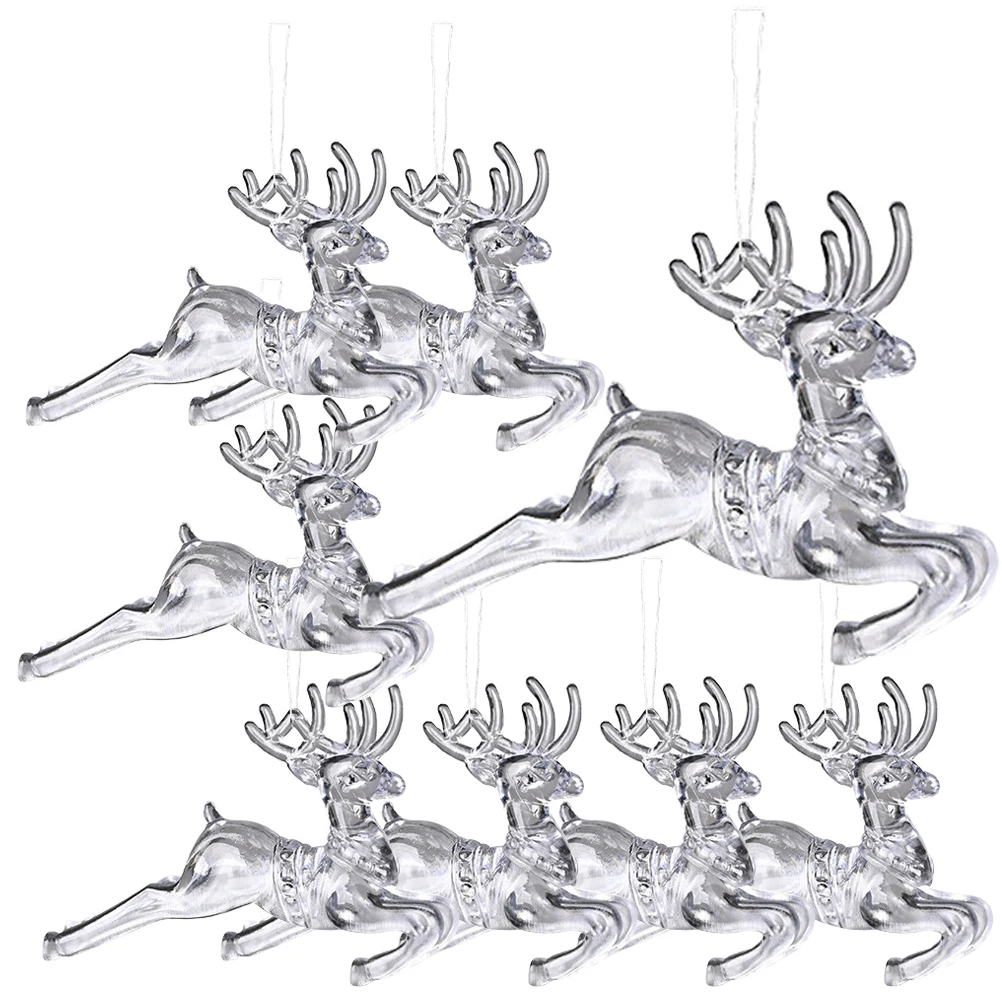 

8pcs Christmas Hanging Ornaments Clear Acrylic Elk Decors Hanging Elk Ornaments