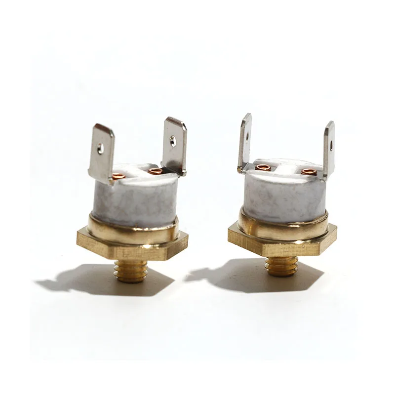 10PCS KSD301/KSD302 Hexagonal Copper Head Automatic Reset Bent Foot Ceramic Normally Open Temperature Control Switch 40-300℃