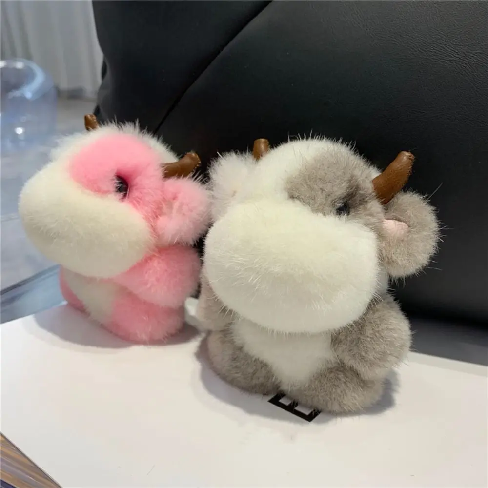 

Kawaii Long Mane Calf Pendant Stuffed with Horn Cow Keychain Ornaments Soft Cute Animal Keychain Friends Birthday Gifts