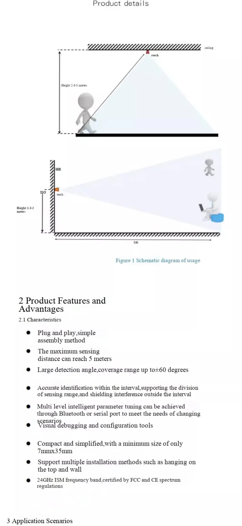 Original LD2410B-P Radar-Modul für die Erkennung menschlicher Anwesenheit mit Herzschlagdetektion und Bluetooth-Funktion – Detail 3