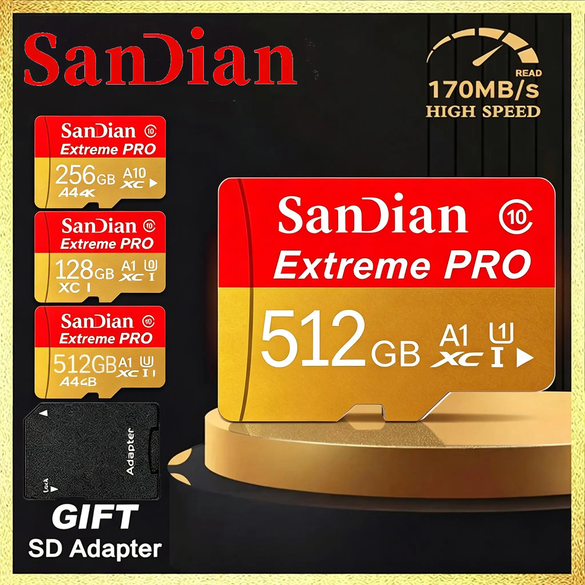 High Performance SD Cards 128GB 64GB 32GB TF Cards Memory Card Micro TF SD Card A1 for Phone/Tablet/Baby Monitor/Car DVR/Toy