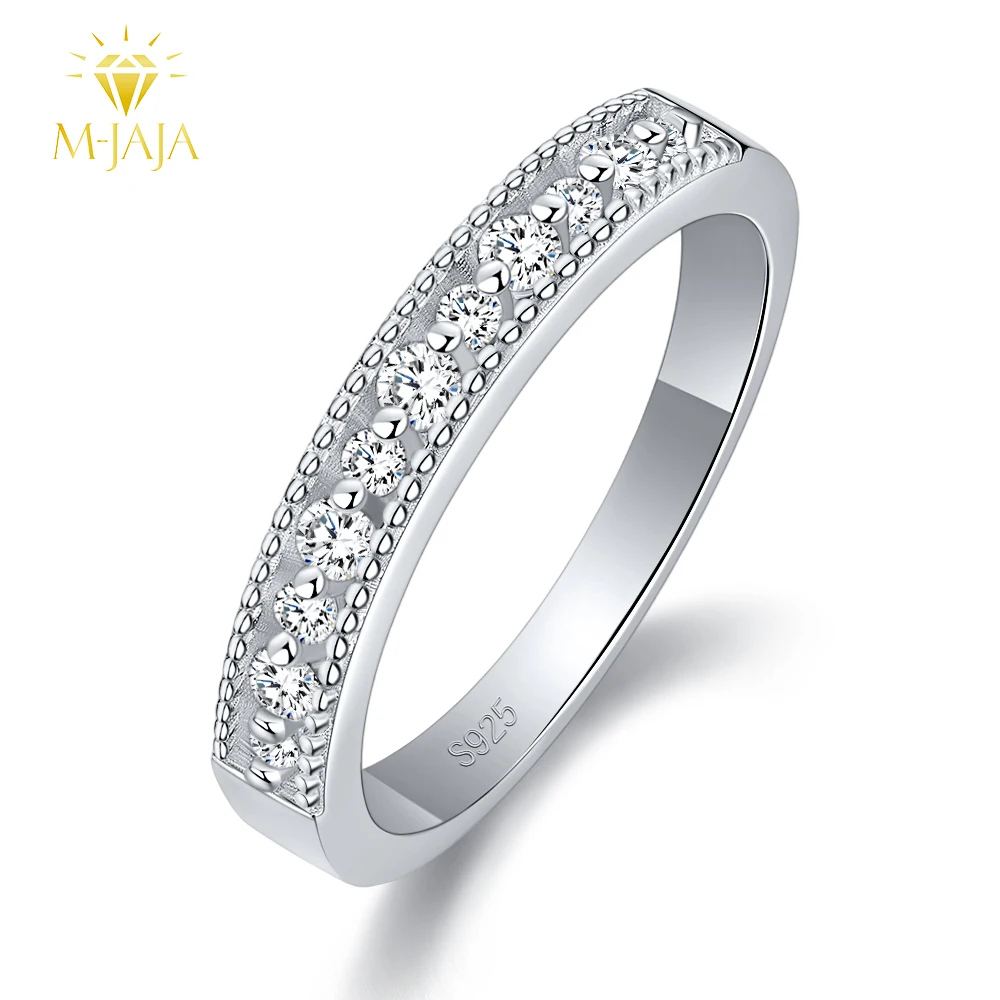 

M-JAJA Half Eternity Moissanite Wedding Band for Women S925 Sterling Silver Couple Engagement Rings Birthday Fine Jewelry Gift