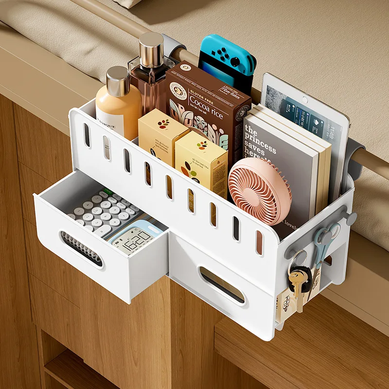 

Hanging Basket Sundries Organizer Box Holder Portable Bedside Shelf Space-Saving Bedside Storage Box Tissue Holder with Hook