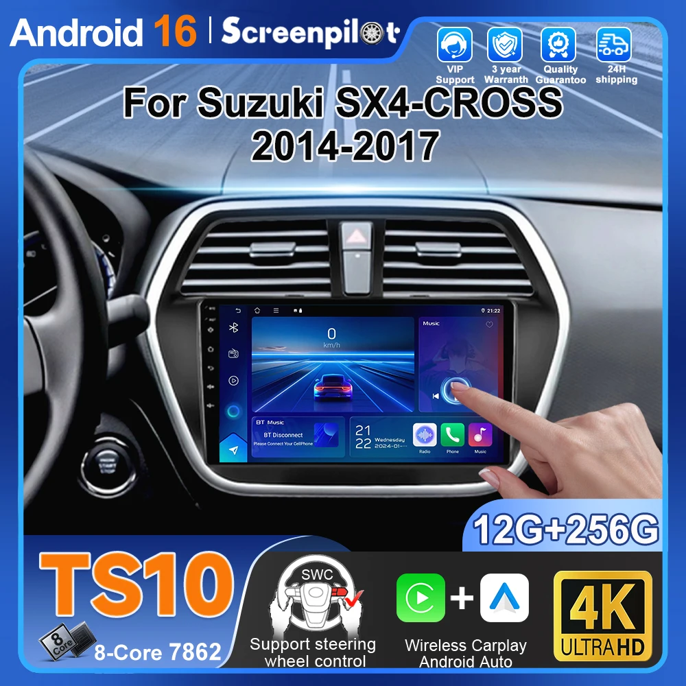 

Android 16 Carplay Auto For Suzuki Sx4-cross 2014 2015 2016 2017 Wifi+5g Car Radio Multimedia Video Player Navigation Gps Stereo