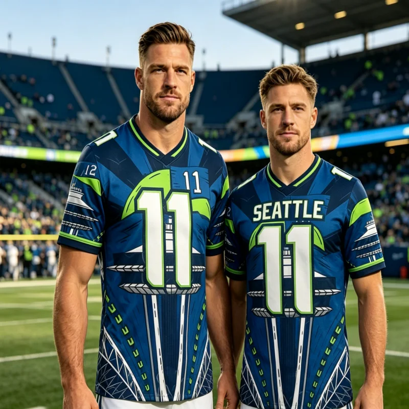 2026 New Seattle Fashion Jersey 11 Funny Eagle Beanie Graphic Breathable, Comfortable, Lightweight Casual Top - Parent Child