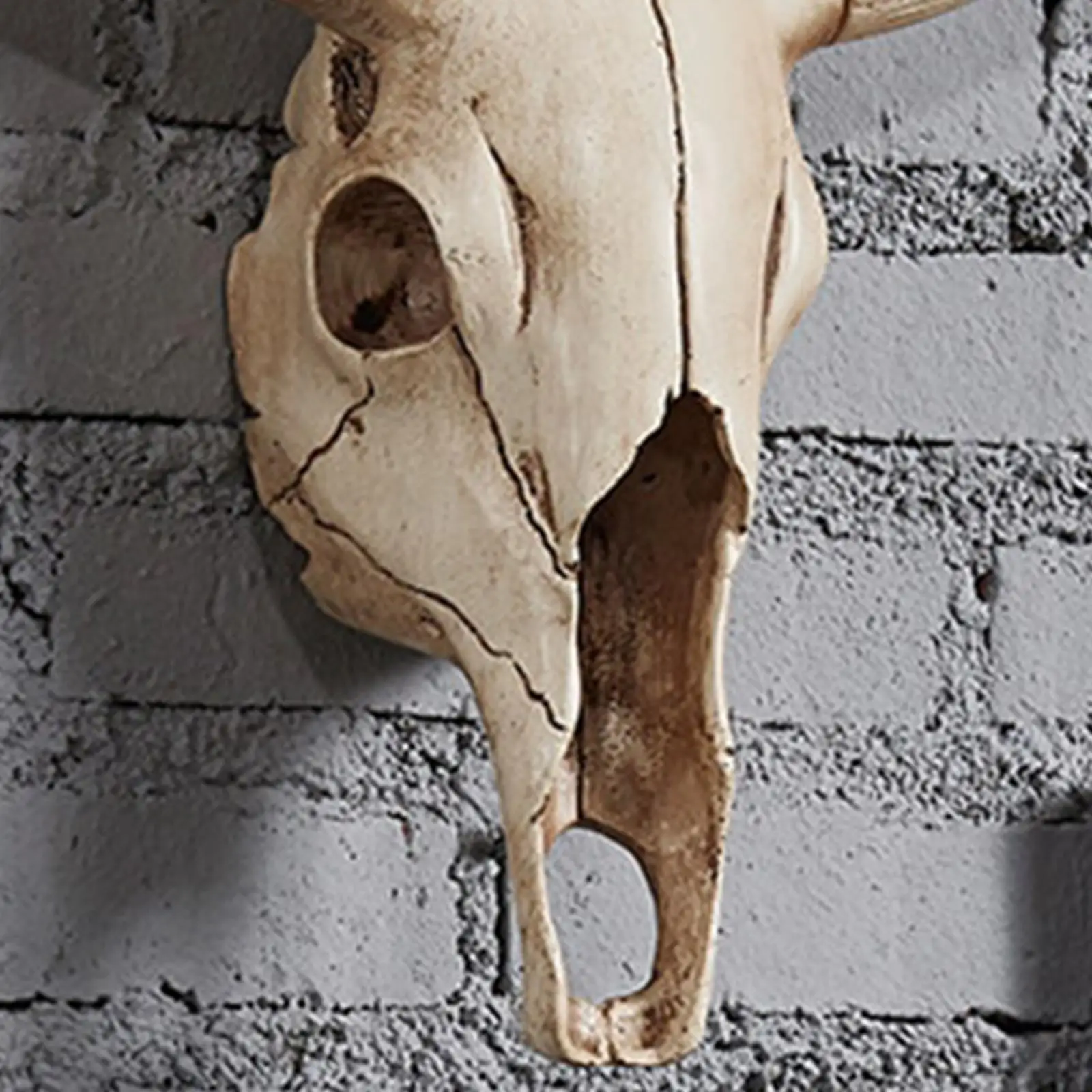 Resin Long Horned RAM Decor Skull Wall Mount Skull Decor for Home Office E 48x35x22.5cm