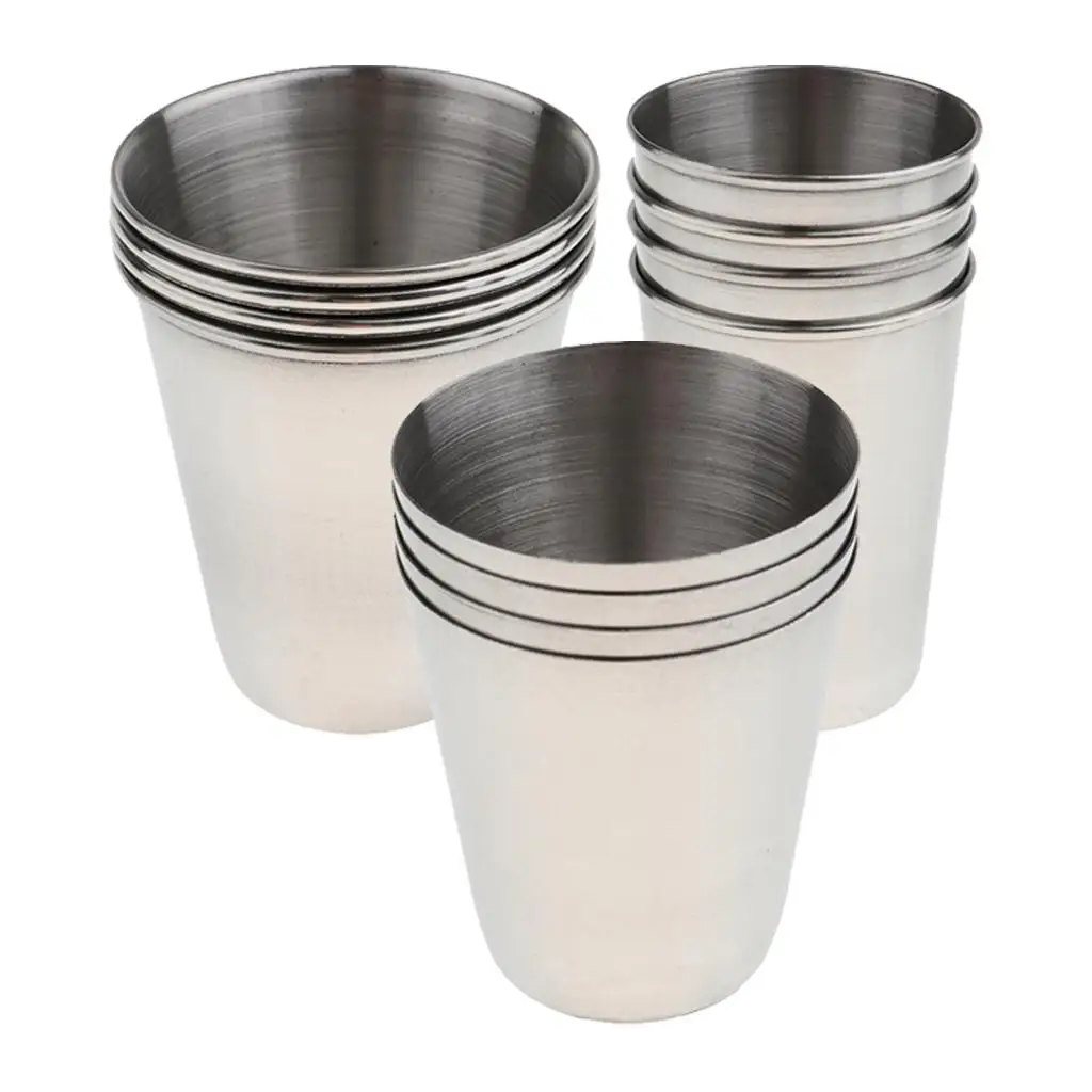 Stainless Steel Camping Mug Kit 4 Piece Travel Cups Reusable Stackable for Coffee Beer Wine Milk