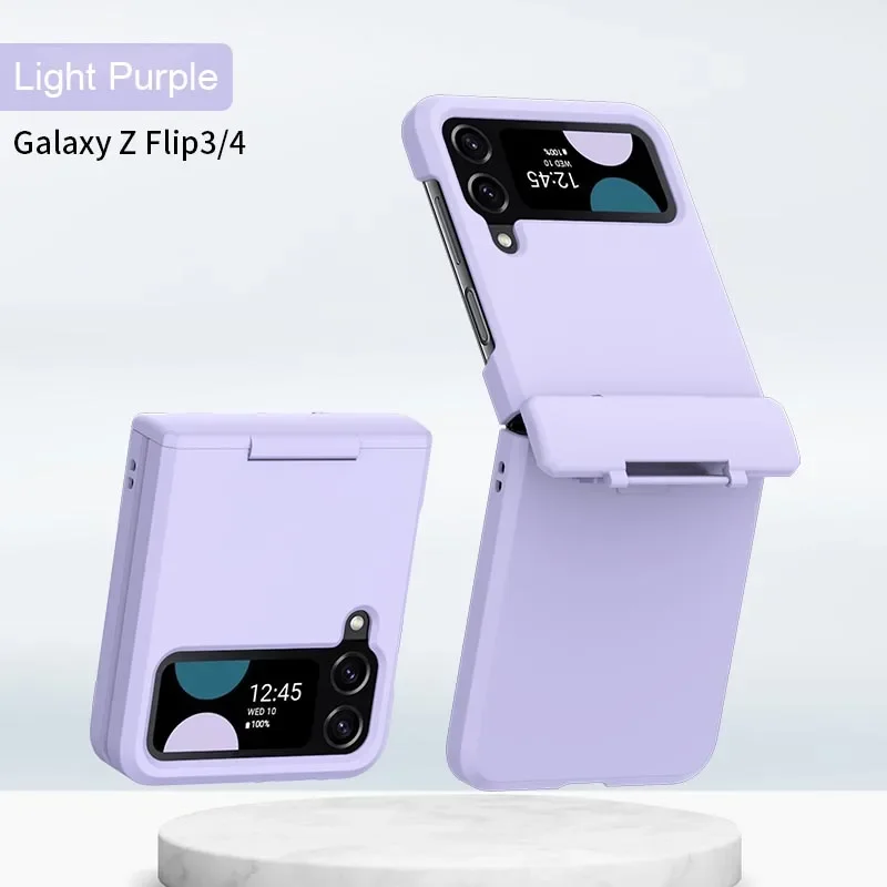 حافظة مفصلية بلون صلب لسامسونج جالاكسي زد فليب ، غطاء واقي صلب ، ملمس جلد ، ضد للصدمات ، Flip4 ، 3 ، 4 ، 5G ، الموضة ، 4
