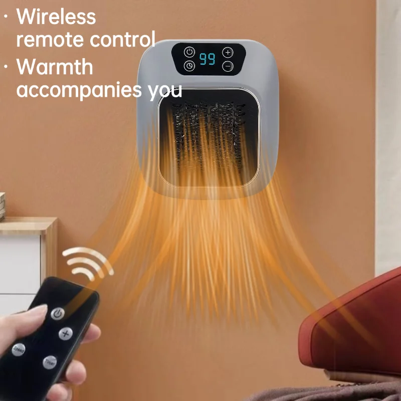 Mini Radiateurs Électriques Muraux de 600W, Chauffe-Air de Bureau, avec Télécommande, Plug-in
