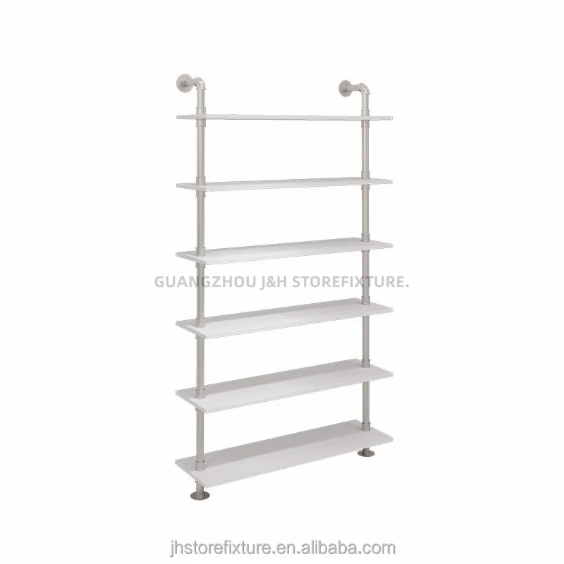 Silver Shoe Display Racks for Boutique Six Layers Female Handbag Display Shelf Wall Mounted Shoe Rack