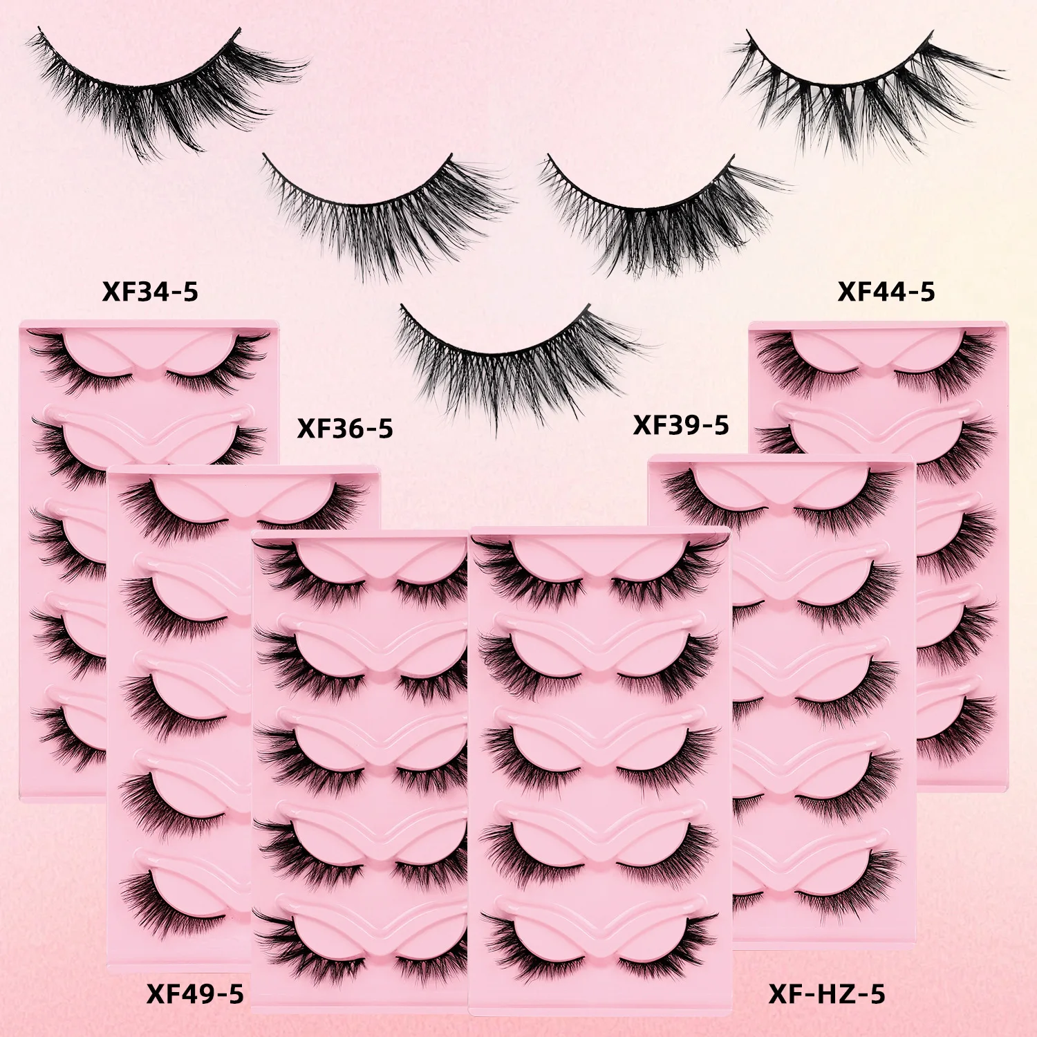 5 ペアキャットアイまつげ 3D ナチュラルつけまつげふわふわソフトクロスまつげうっすらナチュラルまつげエクステンション Makeu