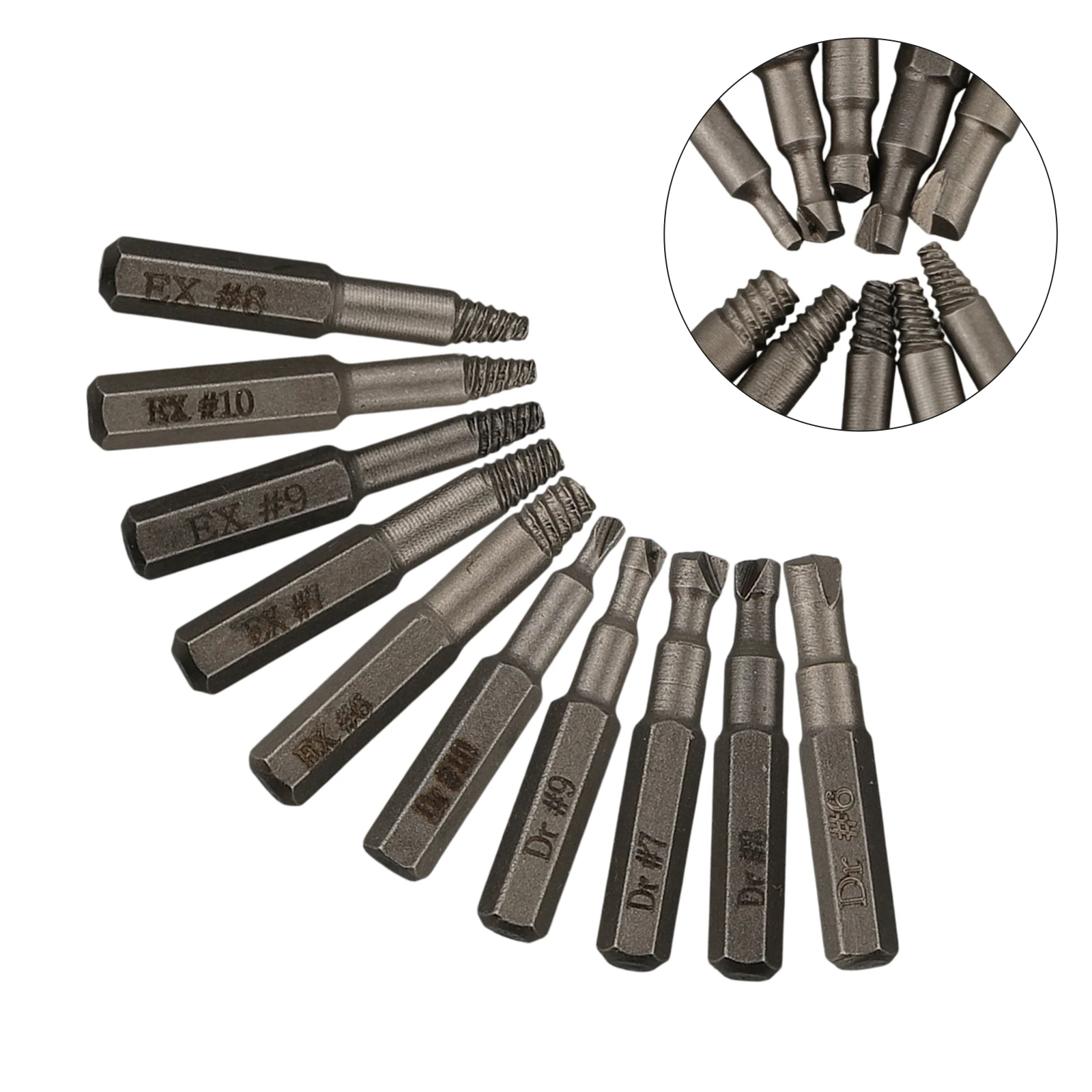 

10 шт., экстрактор винтов со сломанной головкой, сверло, поврежденный винт, инструмент для удаления, набор сломанной проволоки с головкой отвертки