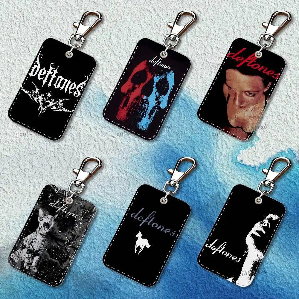 

Band D-Deftones ES Rectangle Card Case Leather Card Holder Keychain Key Ring Transportation Card Case