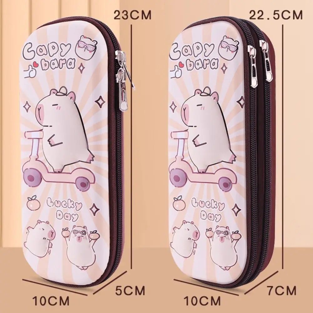 حقيبة أقلام كابيبارا ثلاثية الأبعاد بطبقة مزدوجة وسحاب سعة كبيرة صندوق أقلام مقاوم للماء هدية العودة إلى المدرسة مقلمة مكتب المدرسة