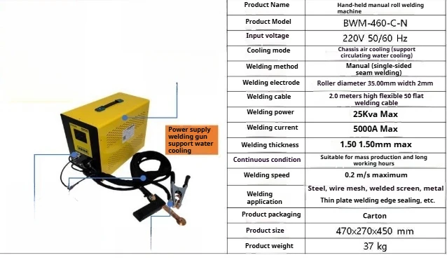 

Portable manual wire mesh filter roller welding stainless steel sheet edge banding welding maintenanceBWM-460-C-N