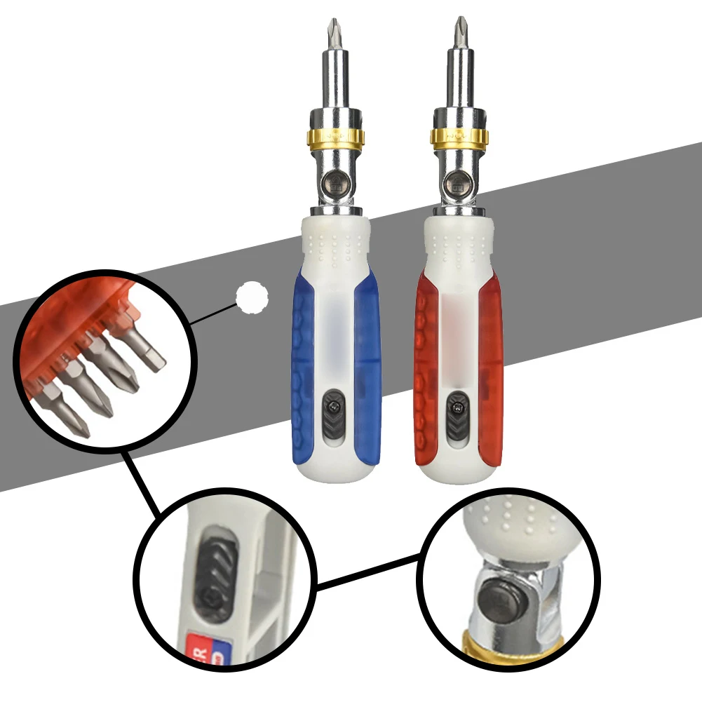 14-in-1 Magnetic Ratchet Screwdriver Set With Screwdriver Bits Adjustable Multi-Angle For Home DIY Repairs Outdoor Projects