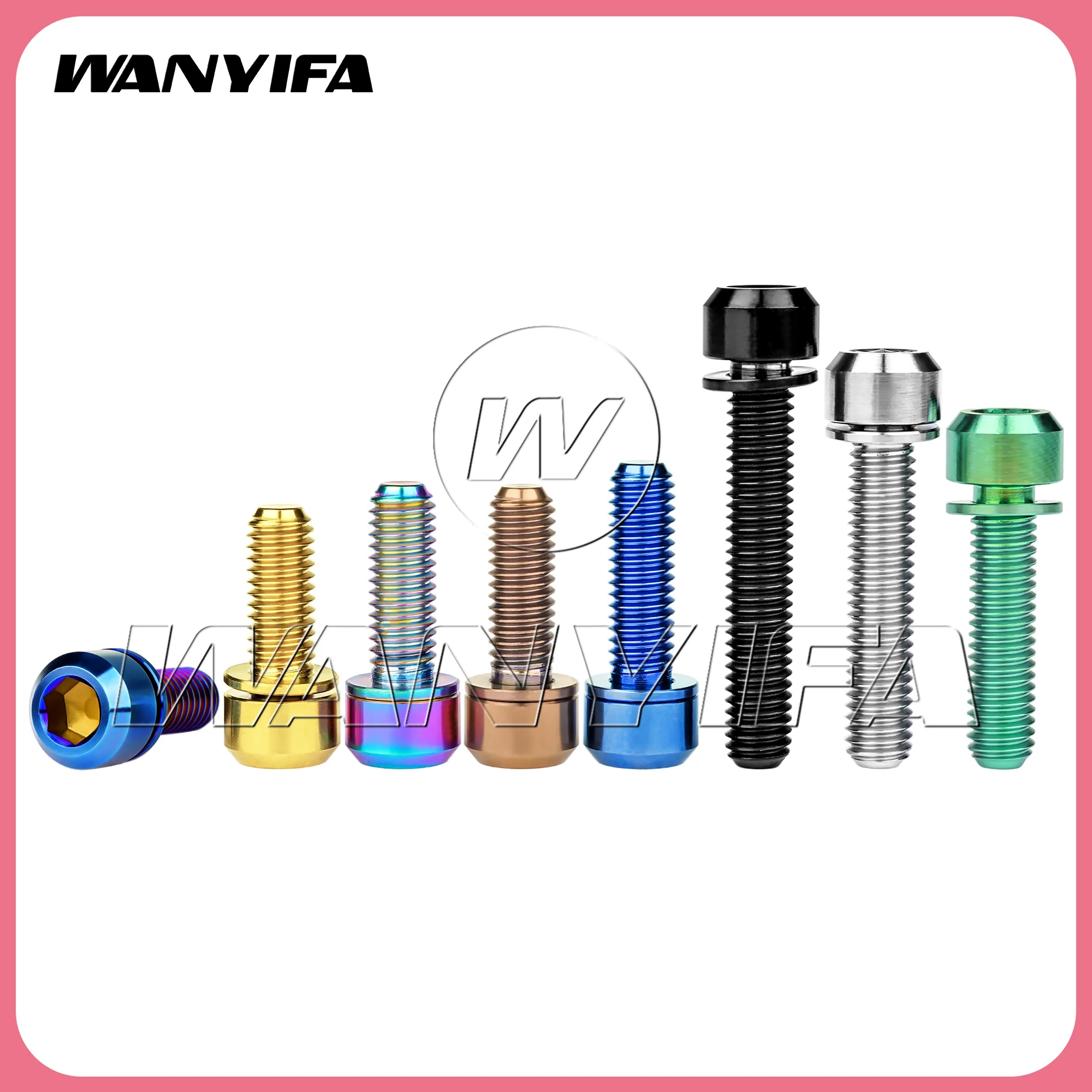 Wanyifa 8/10pcs Titanium Bolts M5/M6x16 18 20 25 30 35mm Chamfered Hex Head with Non-sheding Washer Screws