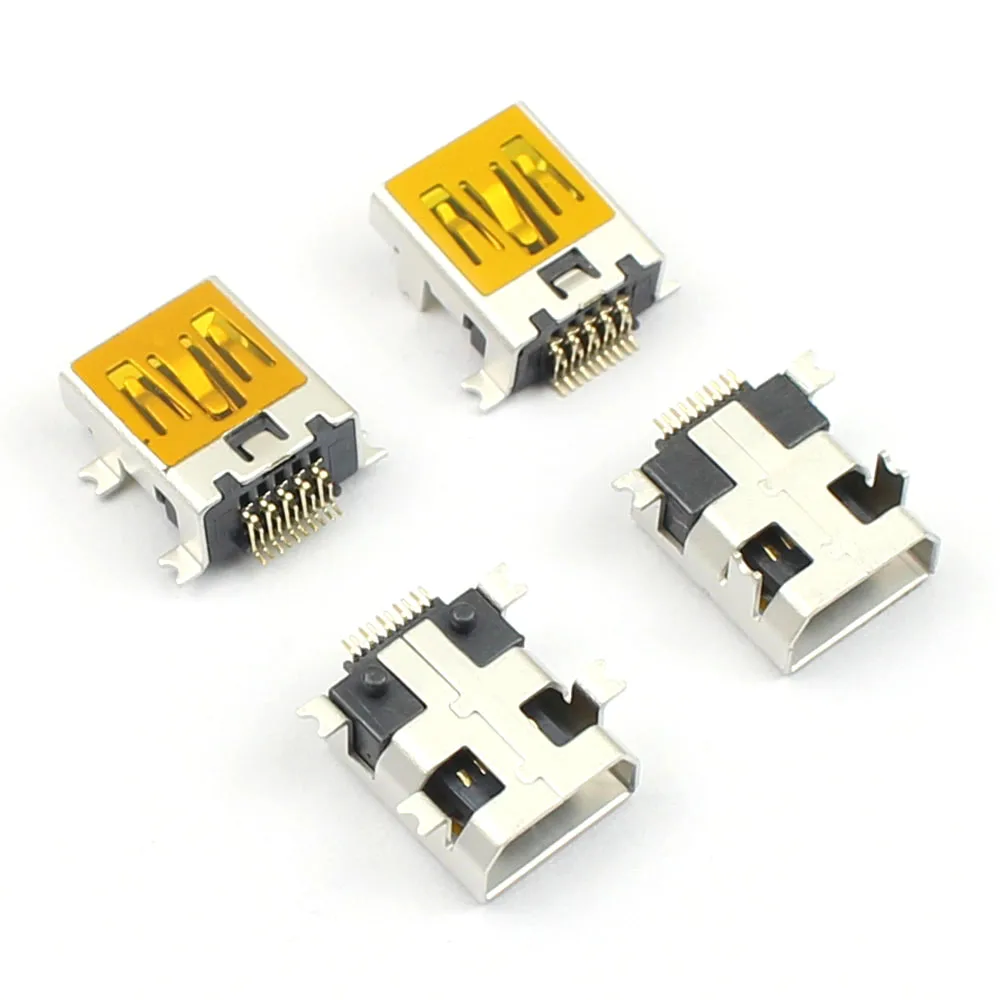 10pcs Mini USB 10P Connector Type B 10 Pin SMT SMD Female Mount Jack Charging Socket Power Plug Port Flat