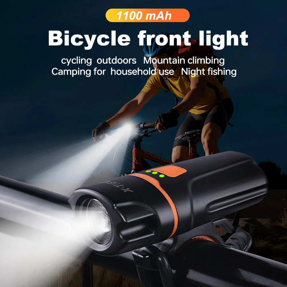 X-TIGER High Lumen Bicycle Front Light Type-C Charging Ultralight Bike Light 6 Lighting Modes Mini Portable Bicycle Flashlight