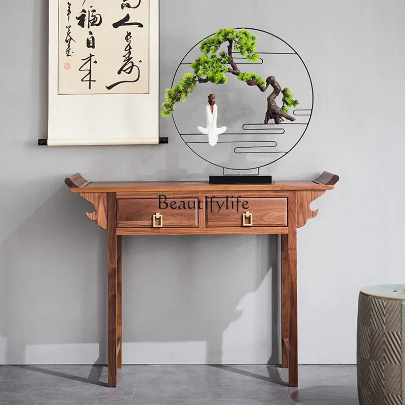 North American black walnut entrance frame, simple entrance table against the wall, narrow table, high-footed display stand