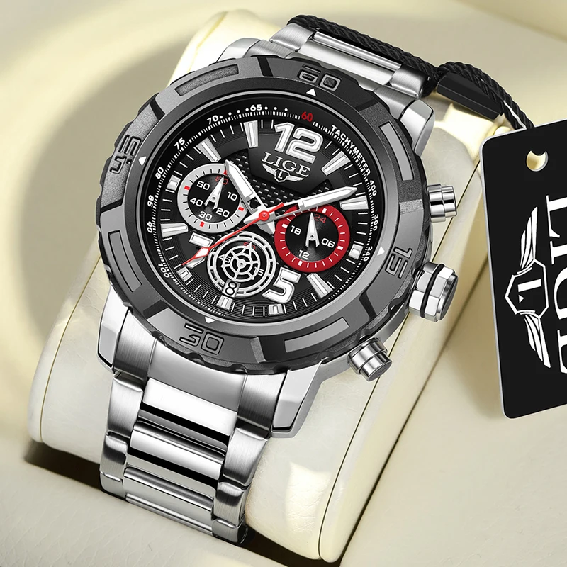 

LIGE Casual Men Watch Luxury Waterproof Luminous Chronograph Date Man Wristwatch Military Quartz Men's Watches High Quality