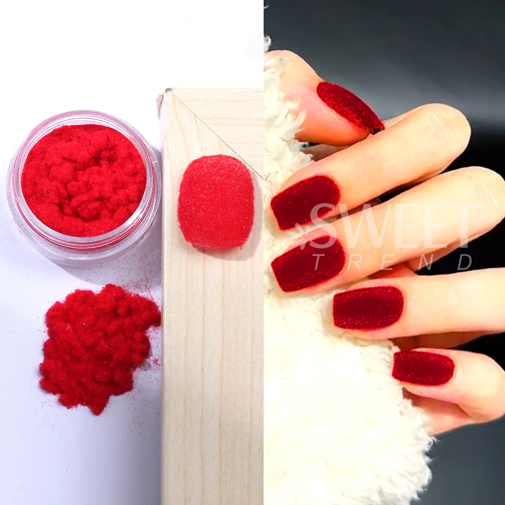 12Color Flocking Velvet Nail Glitter Powder UV Gel Polish Velvet Winter Nail Powder Pigment Manicure Nail Art Tips Decoration