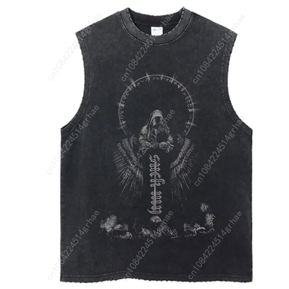100% Cotton Y2K Washed Tshirts Hip Hop Retro Punk Gothic Print T-Shirts Harajuku Casual Vintage Men Women Short Sleeve Top Tee