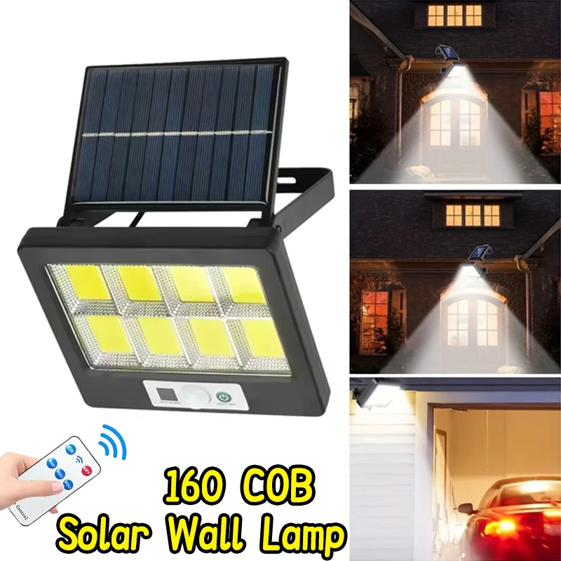 

160COB Solar Wall Lamp Flood Light 3 Mode Waterproof Motion Sensor Garden Street Lights Solar Lamp Garden Security Wall Lights