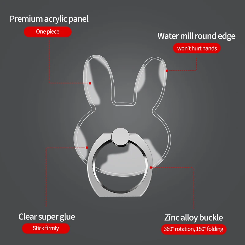 Кольцо на палец, подставка для мобильного телефона, смартфона, держатель для iPhone X, Samsung, смарт-прозрачное кольцо для телефона, подставка для автомобильного крепления