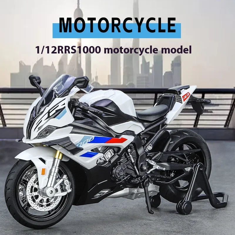 Modelo de motocicleta de aleación fundida a presión BMW RRS1000, 1:12, colección de pasatiempos, simulación de carreras, Super Sport, miniatura,