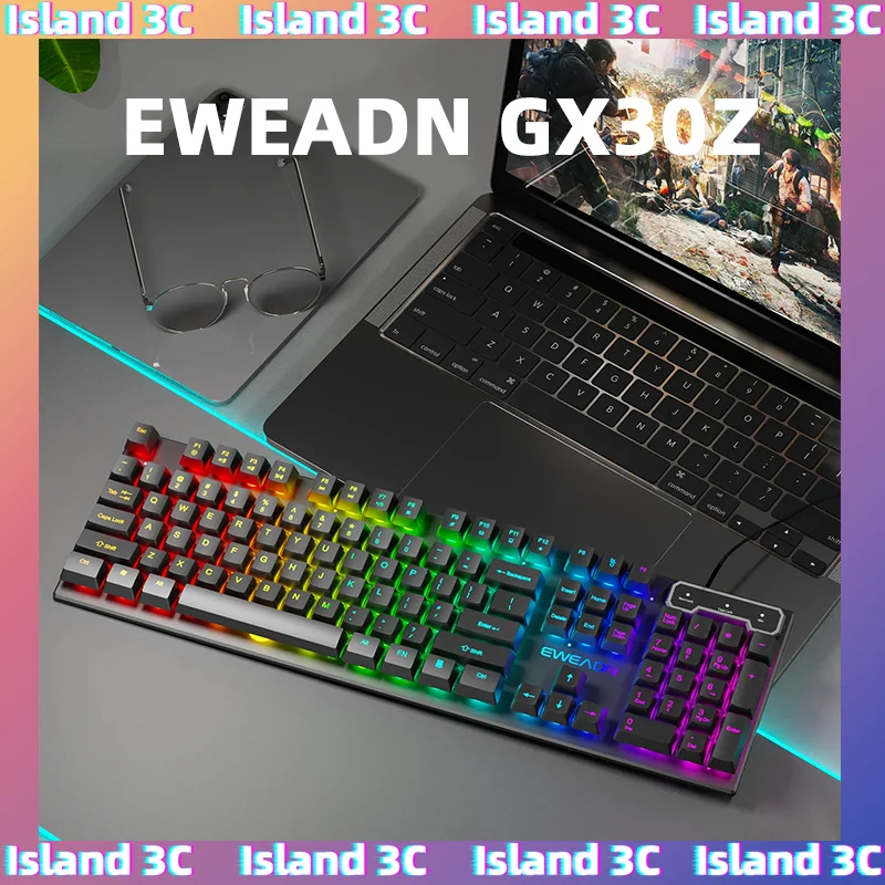 

EWEADN GX30Z Wired Gaming Mechanical Keyboard Silent 104 Keys Full Size LED Rainbow E-sports Backlit Game Laptop PC Accessories