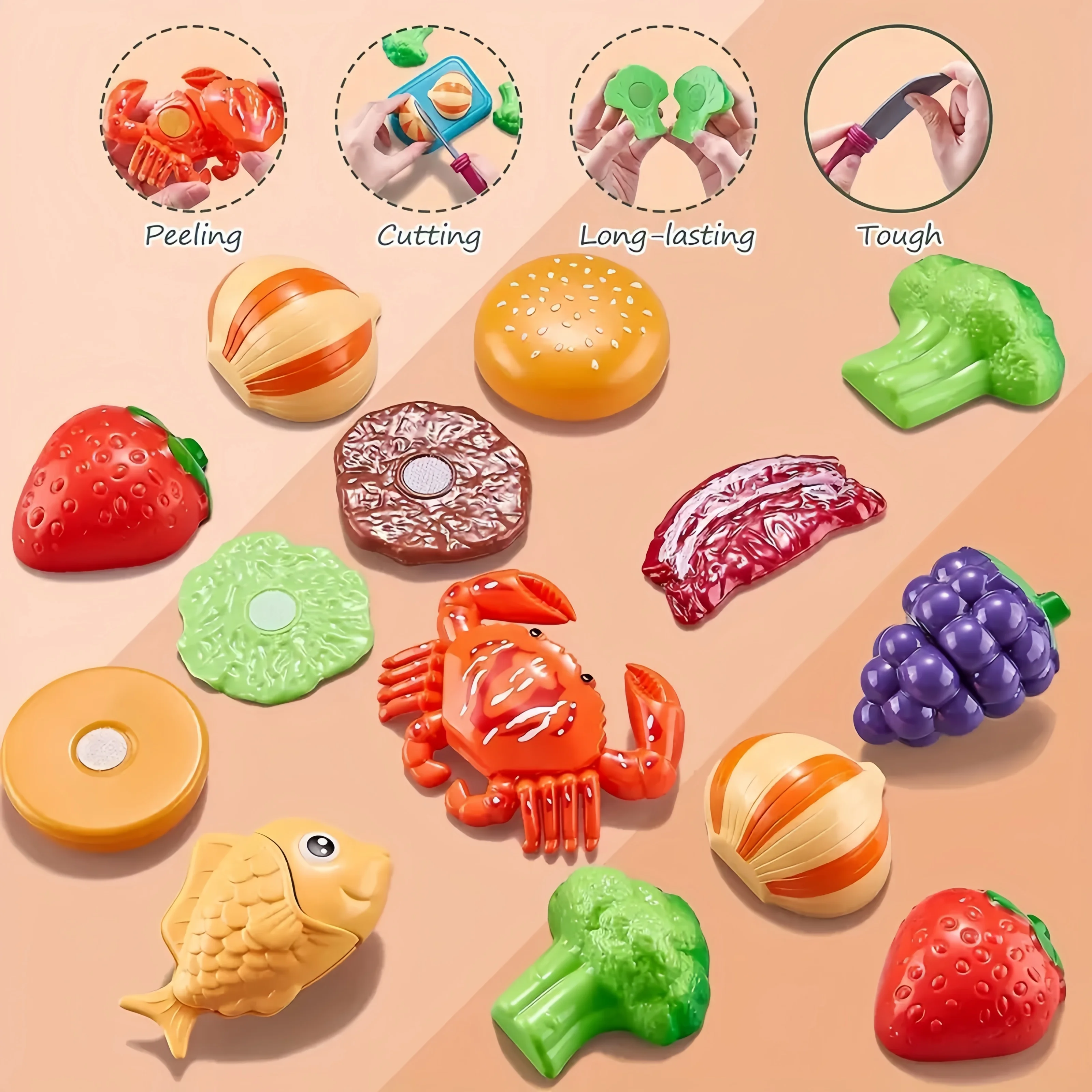Children's Joyful Home Kitchen Toy Simulation Cutting Fruit Durian Apple Vegetable Male and Female Puzzle Toys