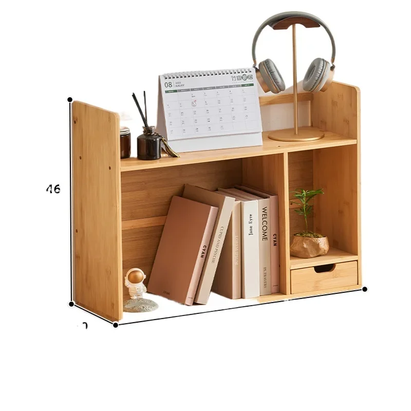 Bamboo Desktop Simple Book Shelf Creative Students Small Desk Top Storage Rack Multi-functional Layered Book Organizer
