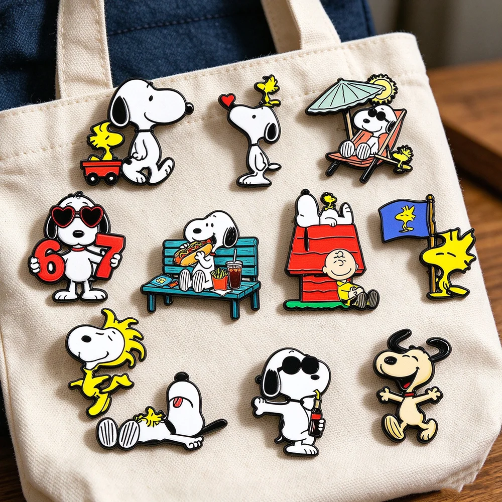 11Pcs Cartoon Puppy Dog Enamel Lapel Pin Set, Funny Character Brooch Badge for Backpacks Clothes, Collectible Pins Gift for Fans