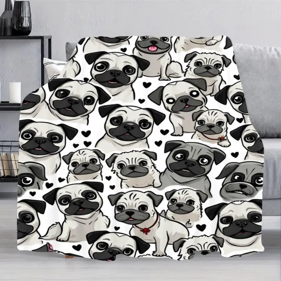 1pc Cooling Blanket Halloween Decor Flannel Soft Cozy Plush Large Fluffy Comfortable 280GM with Cute Cartoon Dog and Paw Print Pattern Perfect as Home Decoration & Holiday Gift Choice.