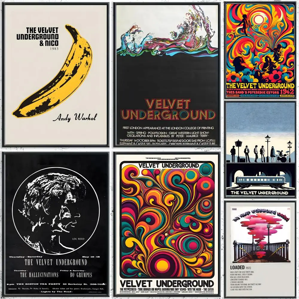 Vintage Band T-The Velvet UndergroundS Poster HD Self-Adhesive No Residue After Removal Ideal for All Kinds of Wall Decor