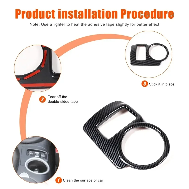 Gao Ruying For Nissan 370Z 2009-2020 ABS Carbon Fiber Car Center Water Cup Frame Cover Trim Sticker Car Accessories