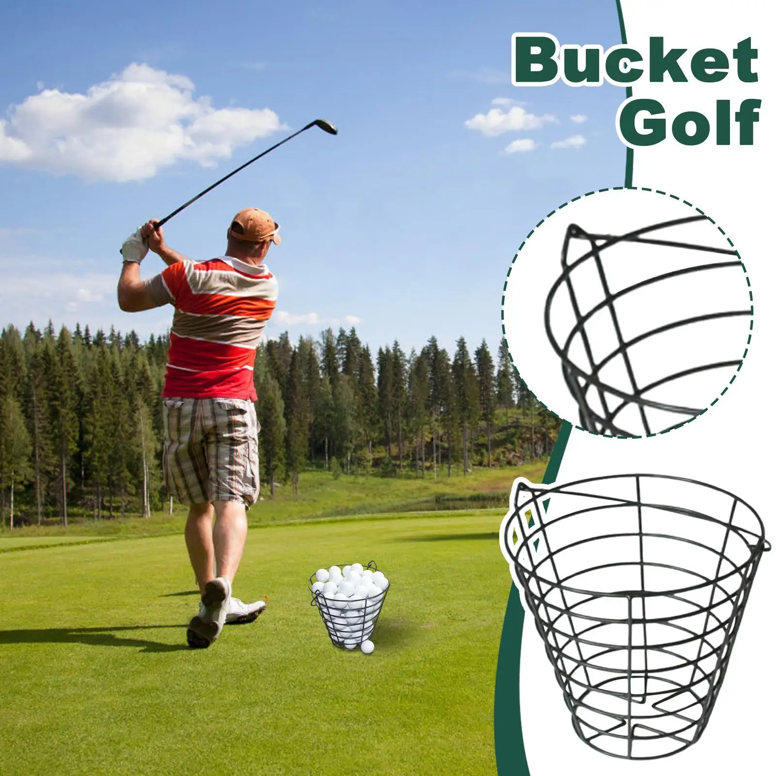 متجر سلة كرة الجولف 100 كرة جولف، حاوية سلكية، منظم سعة كبيرة للمنزل، نطاق القيادة الرياضي