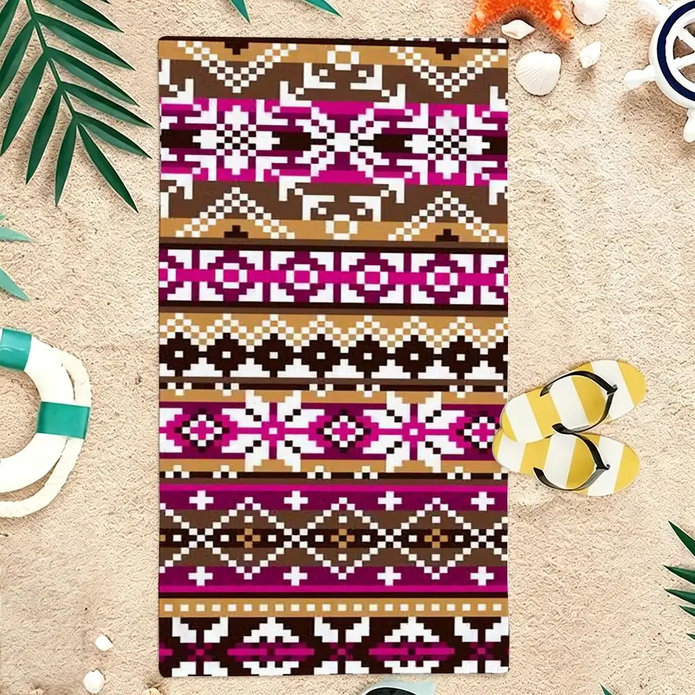 Scottish Fair isle Towel Microfiber soft Beach Towel for Travel Fitness Sauna Bathing Camping